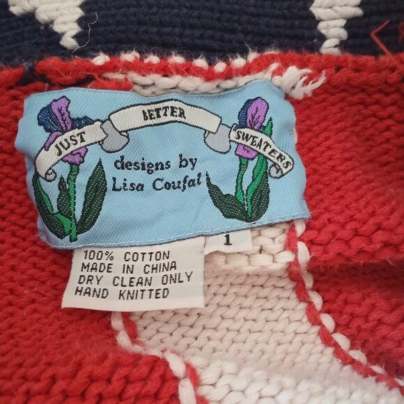 Vintage Just Better Sweaters Lisa Coufal USA Patriotic Sweater Vest Women's M - Picture 3 of 7